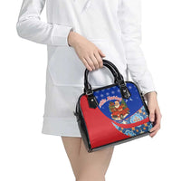 Cuba Christmas Shoulder Handbag with Santa Driving Classic Car Cuban Seal Feliz Navidad and Holiday Gift - Wonder Print Shop