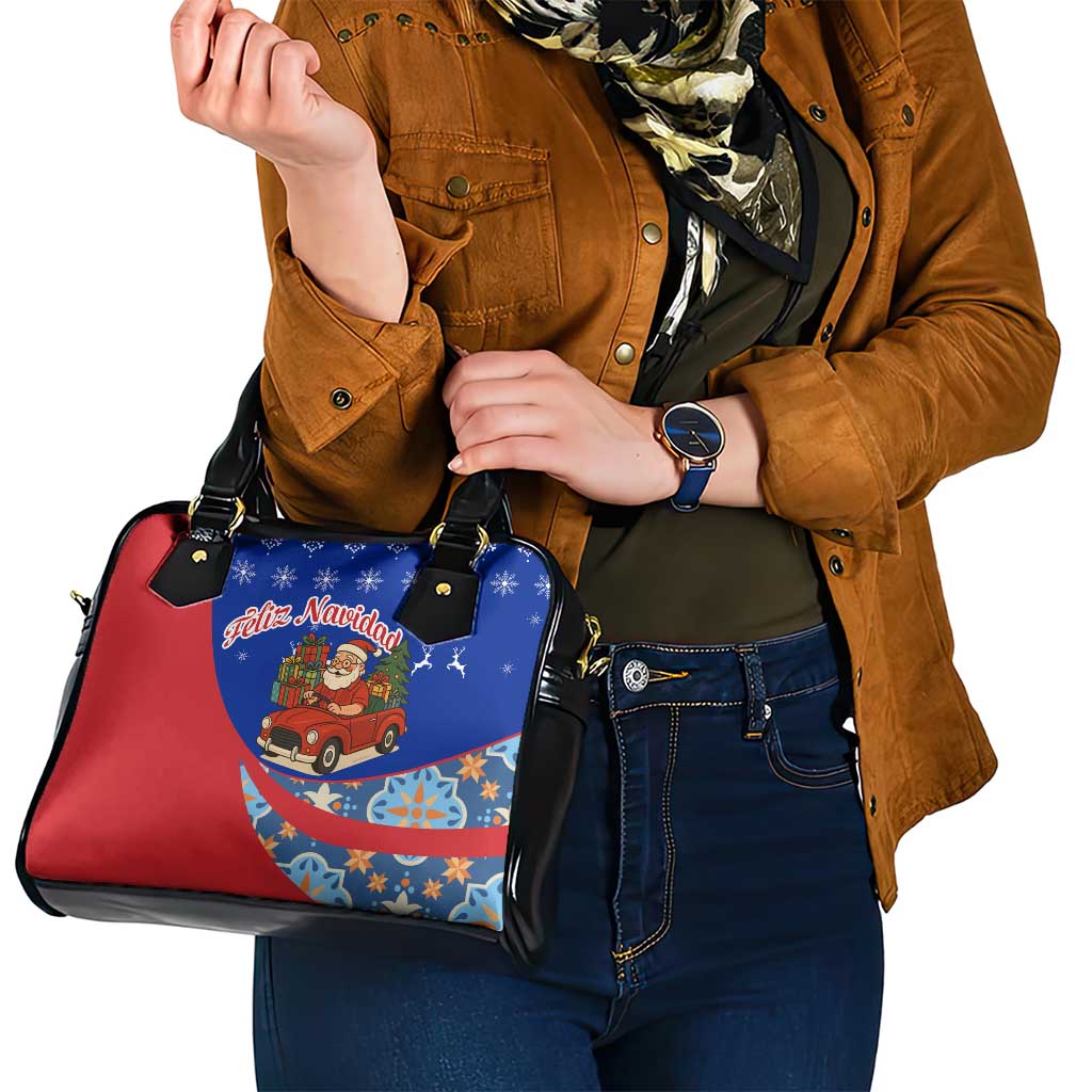 Cuba Christmas Shoulder Handbag with Santa Driving Classic Car Cuban Seal Feliz Navidad and Holiday Gift - Wonder Print Shop