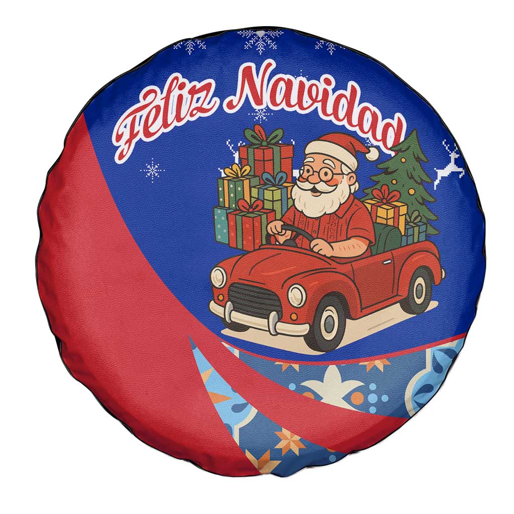 Cuba Christmas Spare Tire Cover with Santa Driving Classic Car Cuban Seal Feliz Navidad and Holiday Gift - Wonder Print Shop