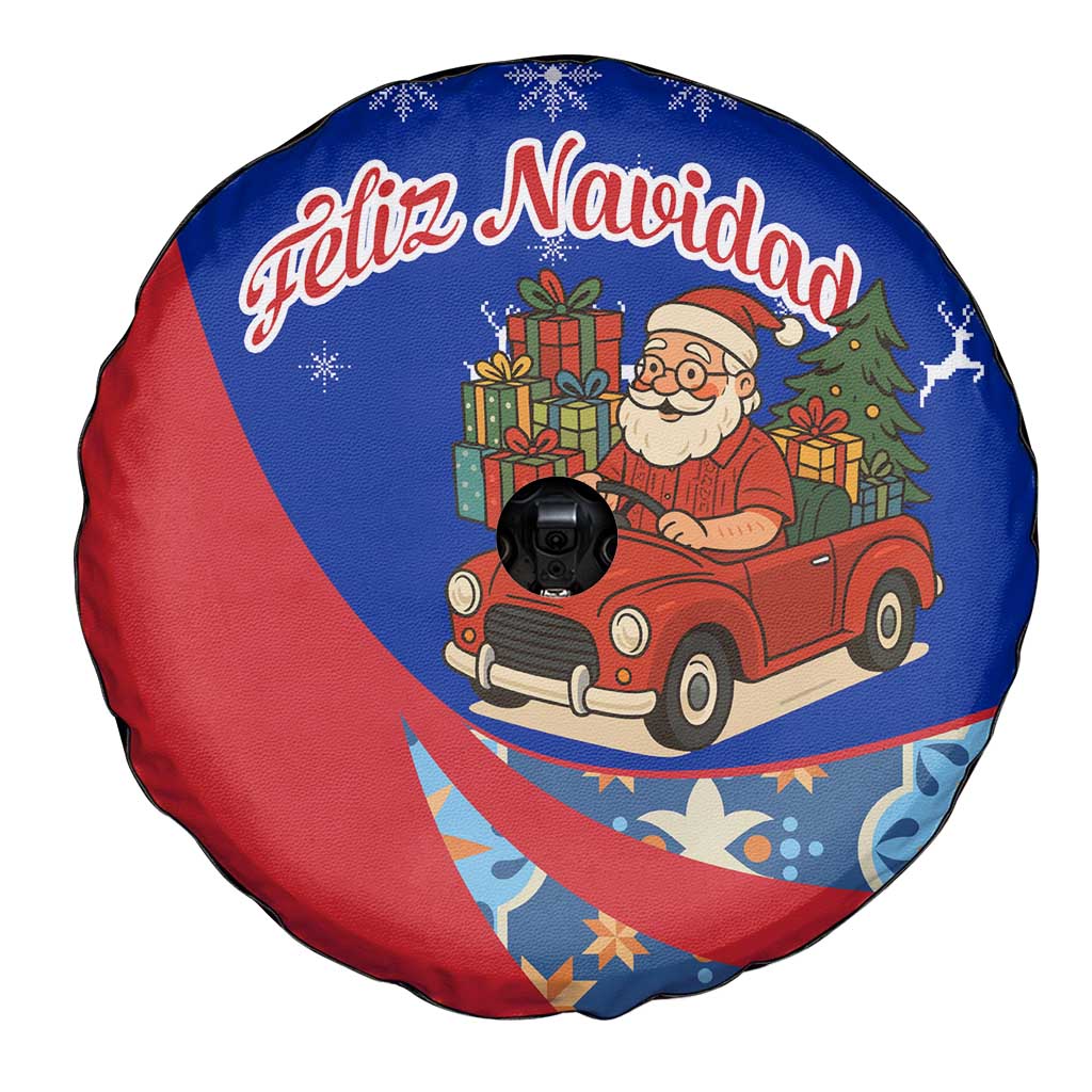 Cuba Christmas Spare Tire Cover with Santa Driving Classic Car Cuban Seal Feliz Navidad and Holiday Gift - Wonder Print Shop
