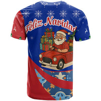 Cuba Christmas T Shirt with Santa Driving Classic Car Cuban Seal Feliz Navidad and Holiday Gift - Wonder Print Shop