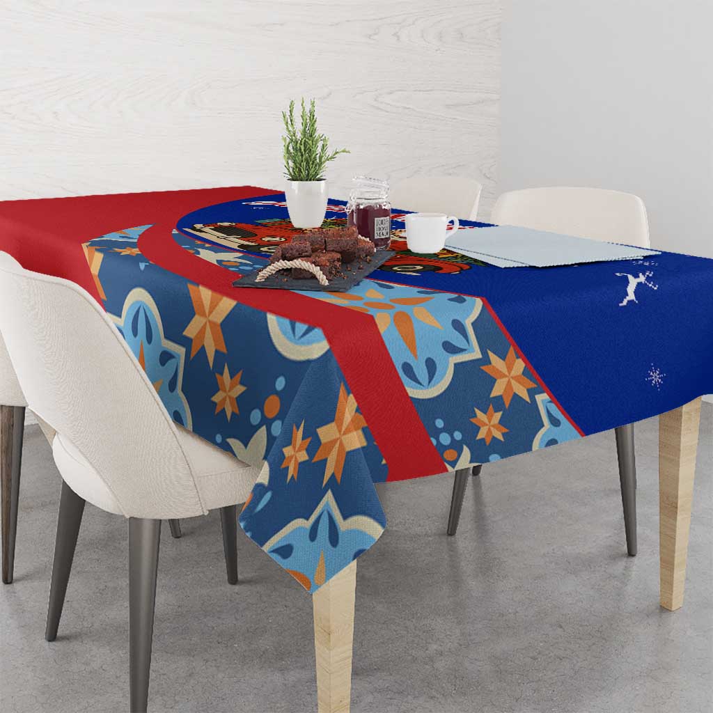 Cuba Christmas Tablecloth with Santa Driving Classic Car Cuban Seal Feliz Navidad and Holiday Gift - Wonder Print Shop