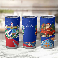 Cuba Christmas Tumbler Cup with Santa Driving Classic Car Cuban Seal Feliz Navidad and Holiday Gift - Wonder Print Shop