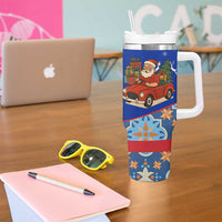 Cuba Christmas Tumbler With Handle with Santa Driving Classic Car Cuban Seal Feliz Navidad and Holiday Gift - Wonder Print Shop