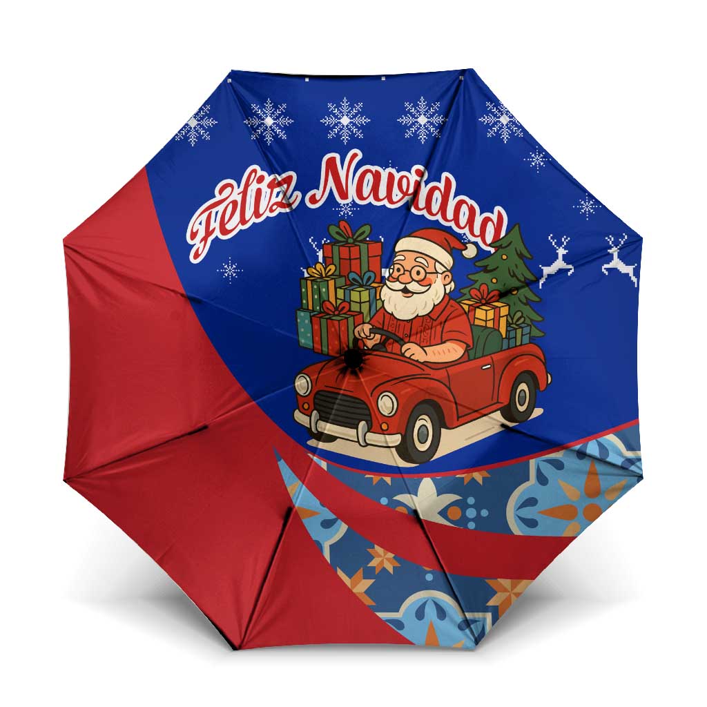 Cuba Christmas Umbrella with Santa Driving Classic Car Cuban Seal Feliz Navidad and Holiday Gift - Wonder Print Shop