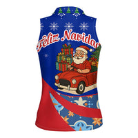 Cuba Christmas Women Sleeveless Polo Shirt with Santa Driving Classic Car Cuban Seal Feliz Navidad and Holiday Gift - Wonder Print Shop