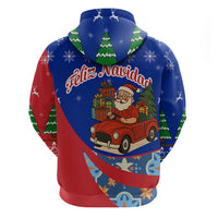 Cuba Christmas Zip Hoodie with Santa Driving Classic Car Cuban Seal Feliz Navidad and Holiday Gift - Wonder Print Shop