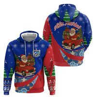 Cuba Christmas Zip Hoodie with Santa Driving Classic Car Cuban Seal Feliz Navidad and Holiday Gift - Wonder Print Shop