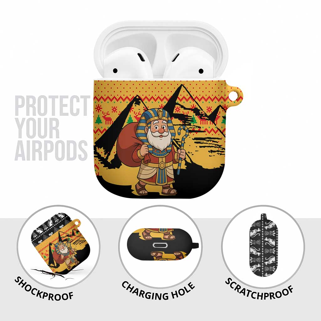 Egypt Christmas AirPods Case with Pharaoh Santa Pyramids Eye of Horus and Ancient Egyptian - Wonder Print Shop
