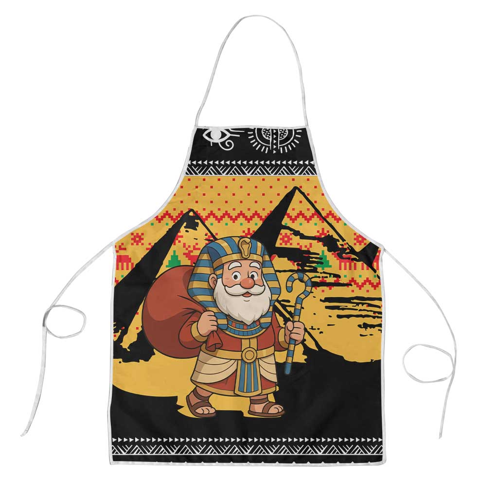Egypt Christmas Apron with Pharaoh Santa Pyramids Eye of Horus and Ancient Egyptian - Wonder Print Shop