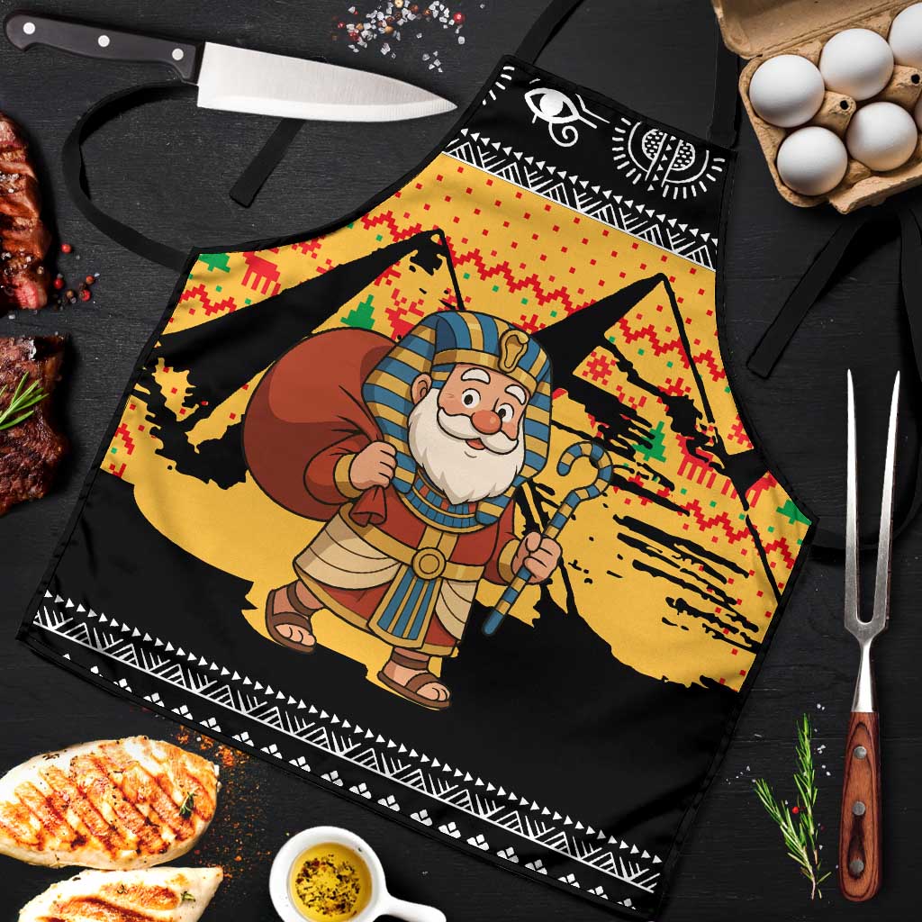 Egypt Christmas Apron with Pharaoh Santa Pyramids Eye of Horus and Ancient Egyptian - Wonder Print Shop