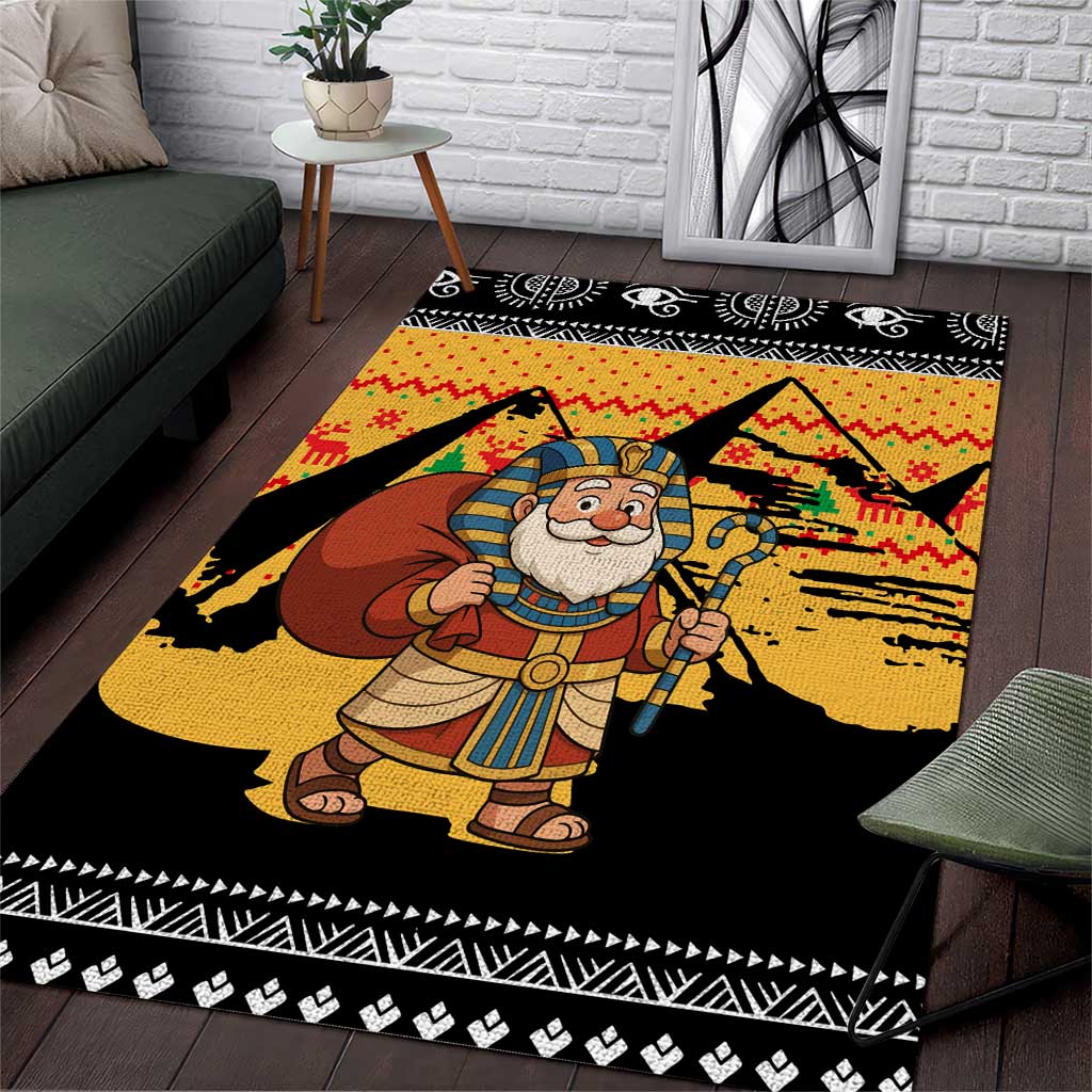 Egypt Christmas Area Rug with Pharaoh Santa Pyramids Eye of Horus and Ancient Egyptian - Wonder Print Shop