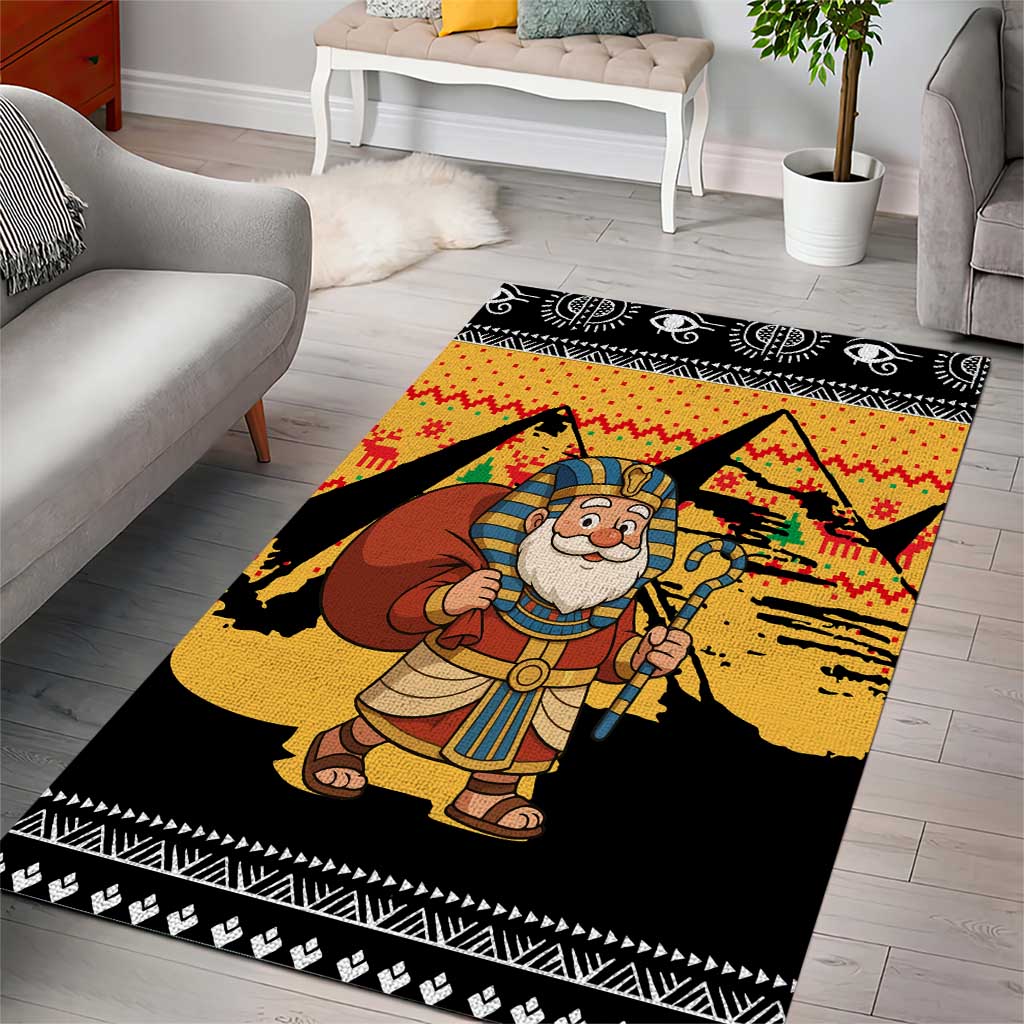 Egypt Christmas Area Rug with Pharaoh Santa Pyramids Eye of Horus and Ancient Egyptian - Wonder Print Shop