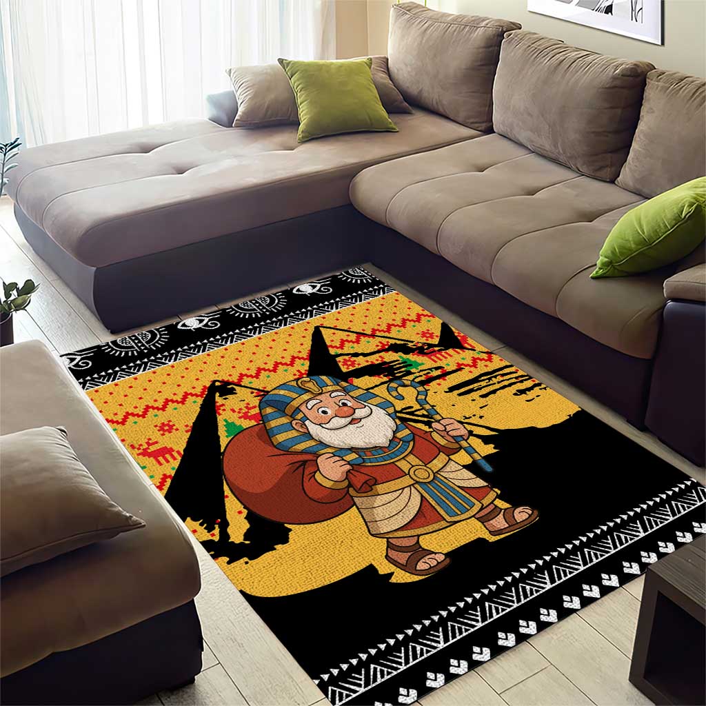 Egypt Christmas Area Rug with Pharaoh Santa Pyramids Eye of Horus and Ancient Egyptian - Wonder Print Shop