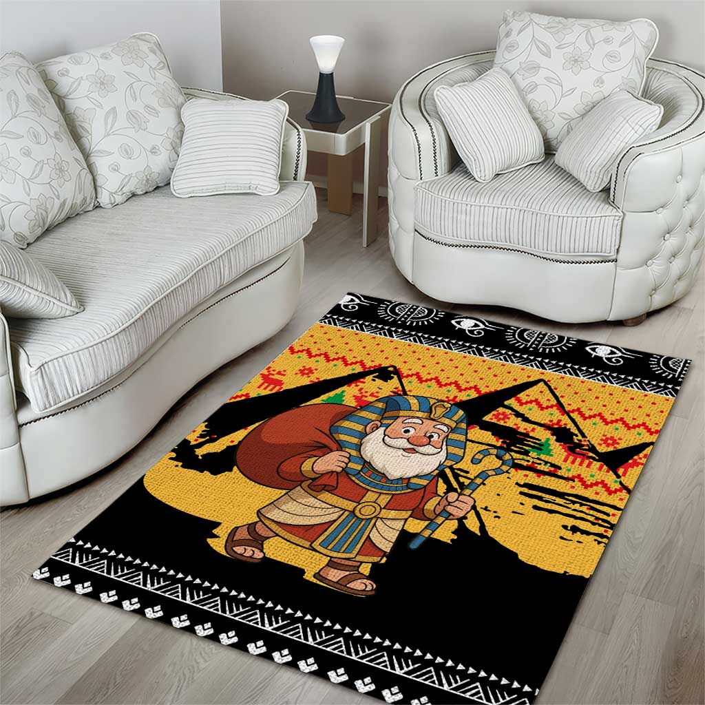 Egypt Christmas Area Rug with Pharaoh Santa Pyramids Eye of Horus and Ancient Egyptian - Wonder Print Shop