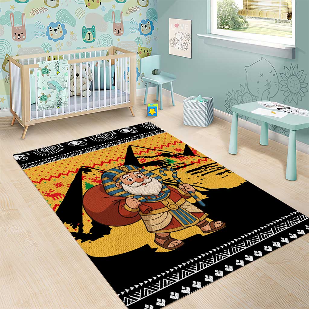 Egypt Christmas Area Rug with Pharaoh Santa Pyramids Eye of Horus and Ancient Egyptian - Wonder Print Shop