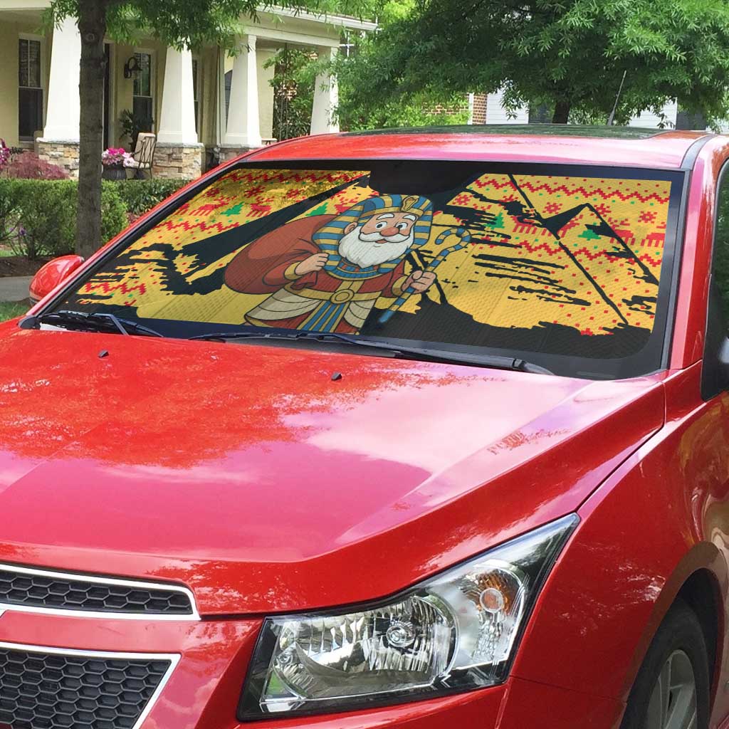 Egypt Christmas Auto Sun Shade with Pharaoh Santa Pyramids Eye of Horus and Ancient Egyptian - Wonder Print Shop