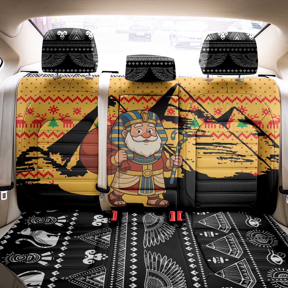 Egypt Christmas Back Car Seat Cover with Pharaoh Santa Pyramids Eye of Horus and Ancient Egyptian - Wonder Print Shop