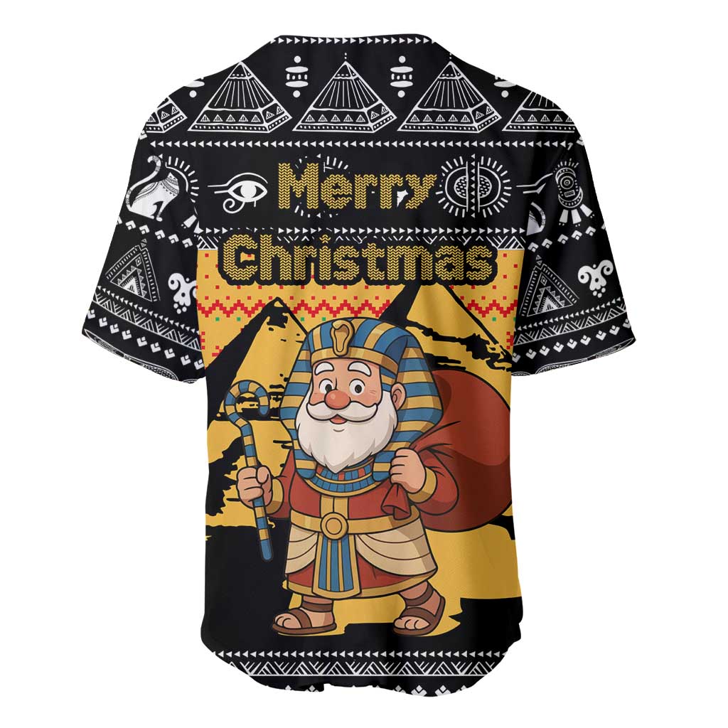 Egypt Christmas Baseball Jersey with Pharaoh Santa Pyramids Eye of Horus and Ancient Egyptian - Wonder Print Shop