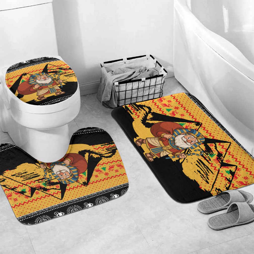 Egypt Christmas Bathroom Set with Pharaoh Santa Pyramids Eye of Horus and Ancient Egyptian - Wonder Print Shop