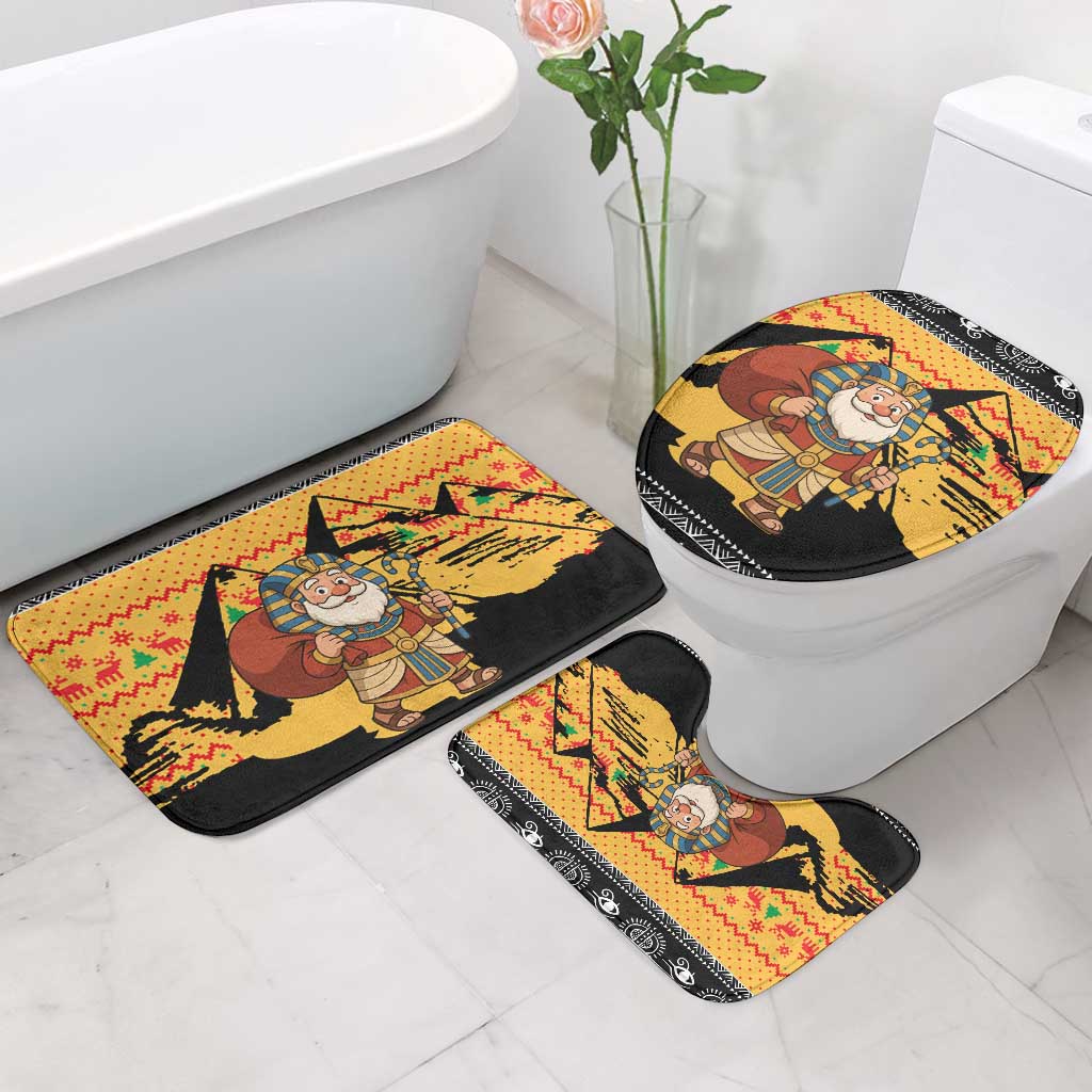 Egypt Christmas Bathroom Set with Pharaoh Santa Pyramids Eye of Horus and Ancient Egyptian - Wonder Print Shop