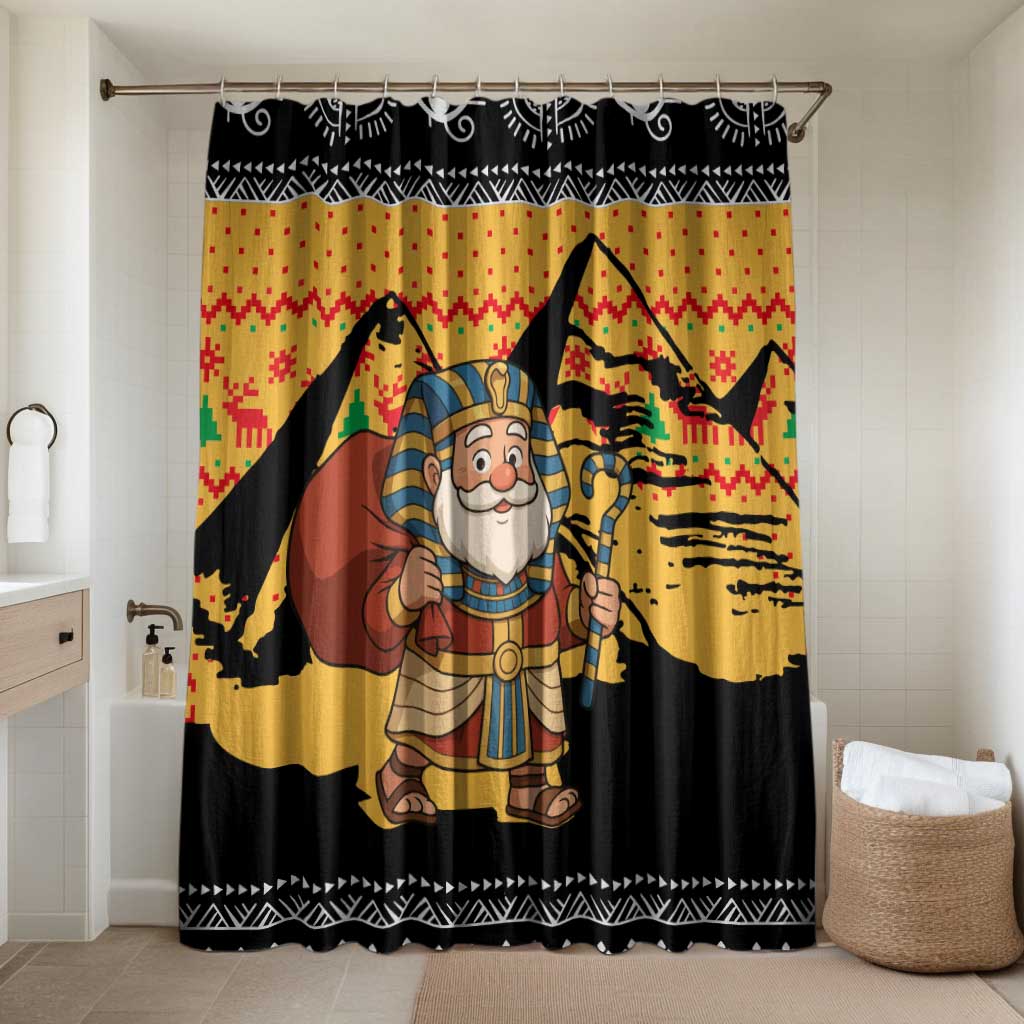 Egypt Christmas Bathroom Set with Pharaoh Santa Pyramids Eye of Horus and Ancient Egyptian - Wonder Print Shop