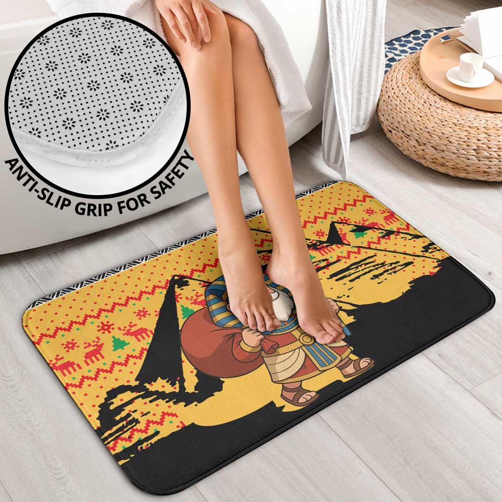 Egypt Christmas Bathroom Set with Pharaoh Santa Pyramids Eye of Horus and Ancient Egyptian - Wonder Print Shop