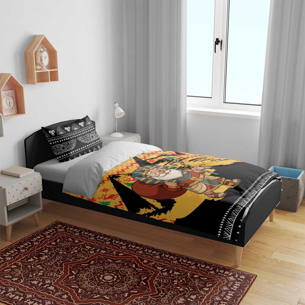 Egypt Christmas Bedding Set with Pharaoh Santa Pyramids Eye of Horus and Ancient Egyptian - Wonder Print Shop