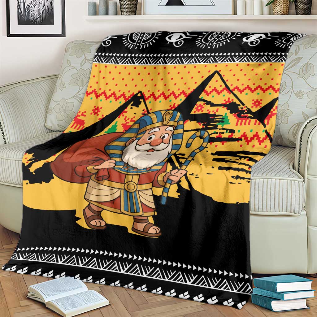 Egypt Christmas Blanket with Pharaoh Santa Pyramids Eye of Horus and Ancient Egyptian - Wonder Print Shop