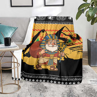 Egypt Christmas Blanket with Pharaoh Santa Pyramids Eye of Horus and Ancient Egyptian - Wonder Print Shop