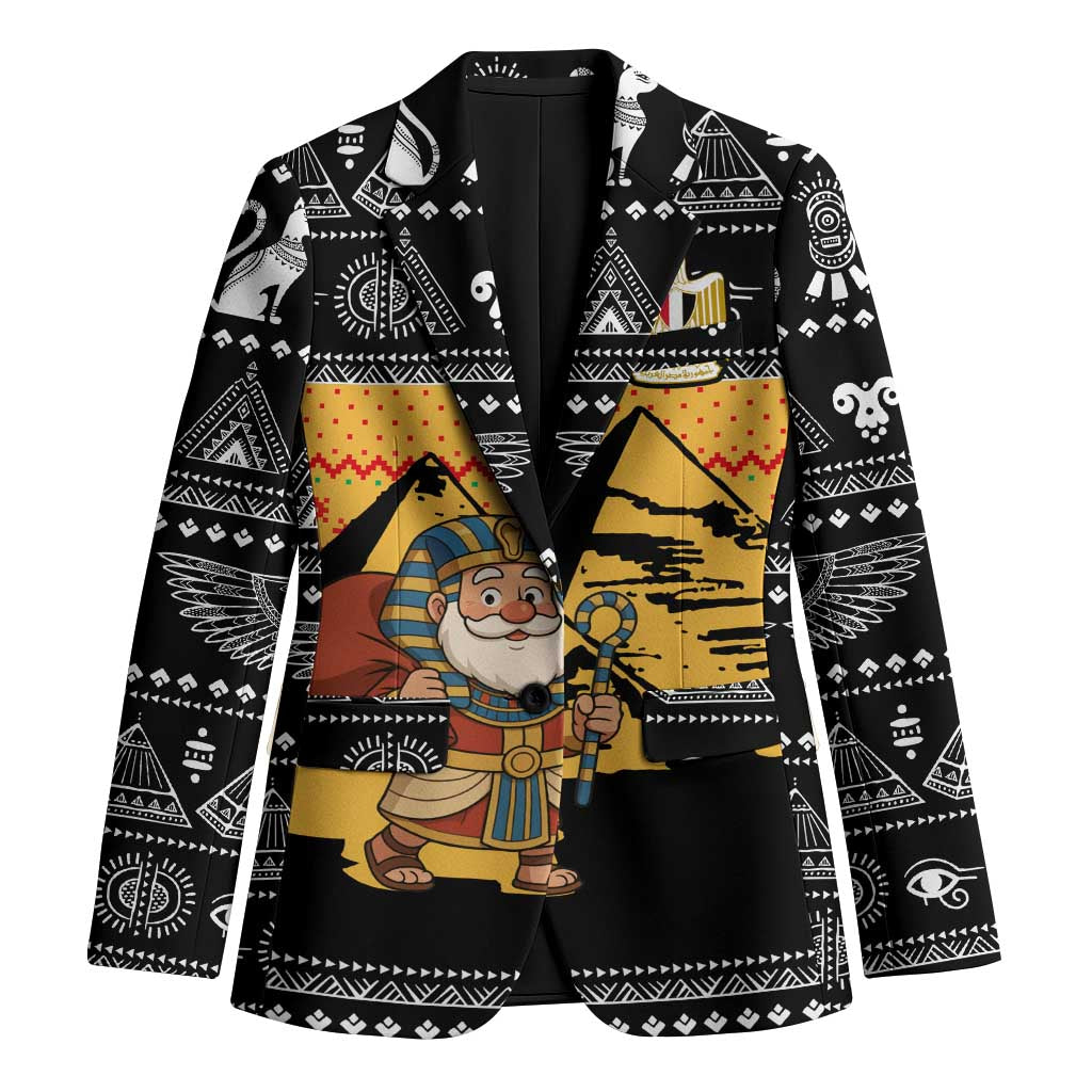 Egypt Christmas Blazer with Pharaoh Santa Pyramids Eye of Horus and Ancient Egyptian - Wonder Print Shop