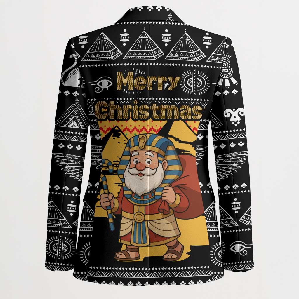 Egypt Christmas Blazer with Pharaoh Santa Pyramids Eye of Horus and Ancient Egyptian - Wonder Print Shop