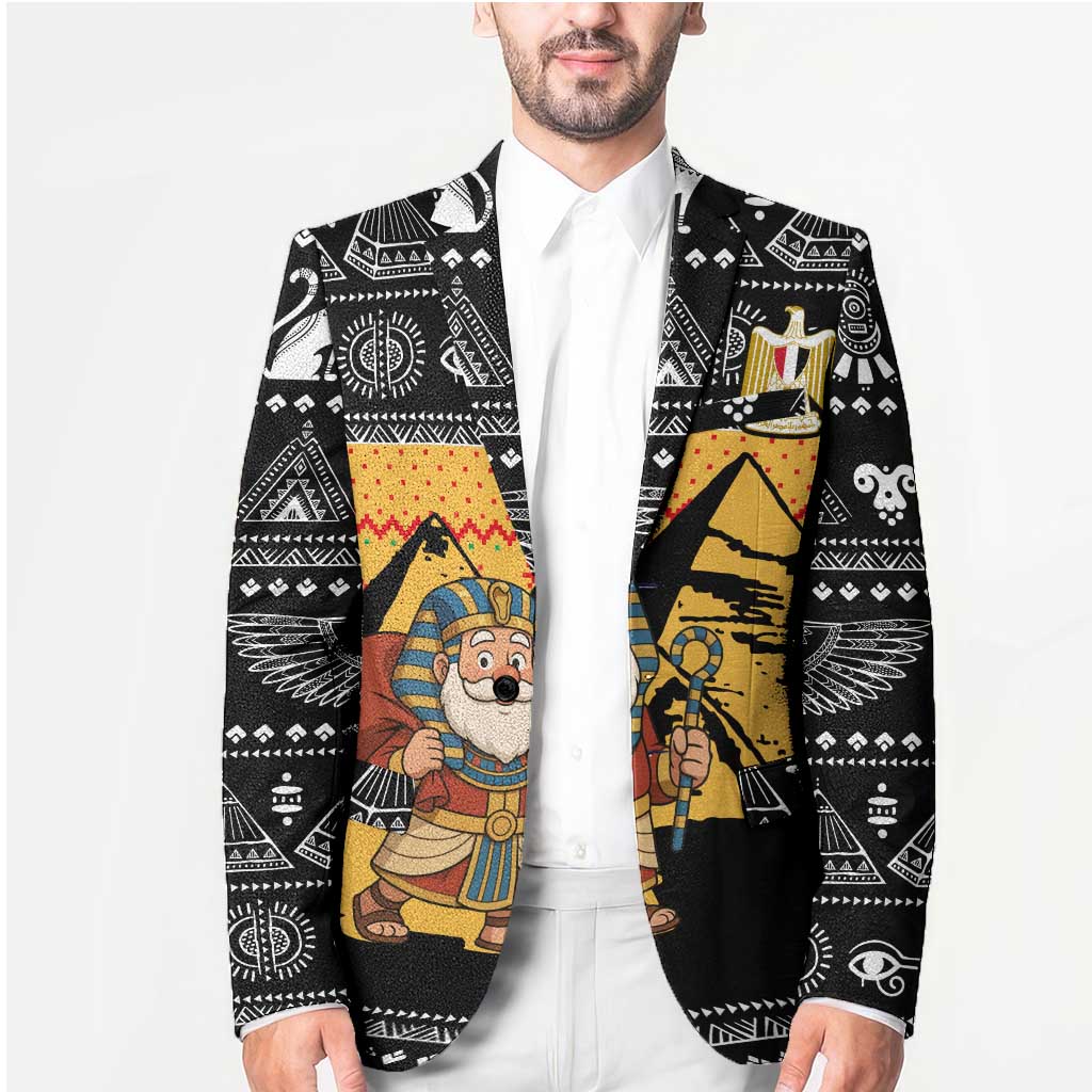 Egypt Christmas Blazer with Pharaoh Santa Pyramids Eye of Horus and Ancient Egyptian - Wonder Print Shop
