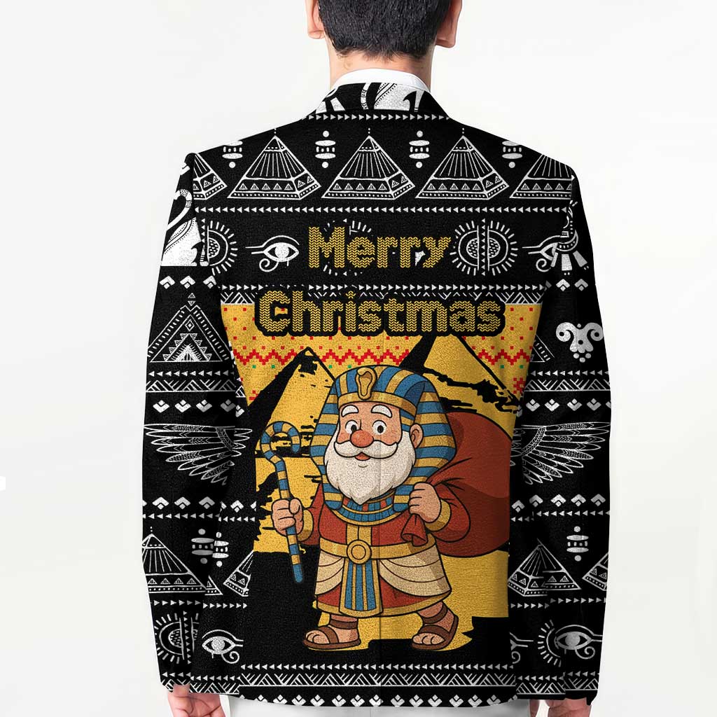 Egypt Christmas Blazer with Pharaoh Santa Pyramids Eye of Horus and Ancient Egyptian - Wonder Print Shop