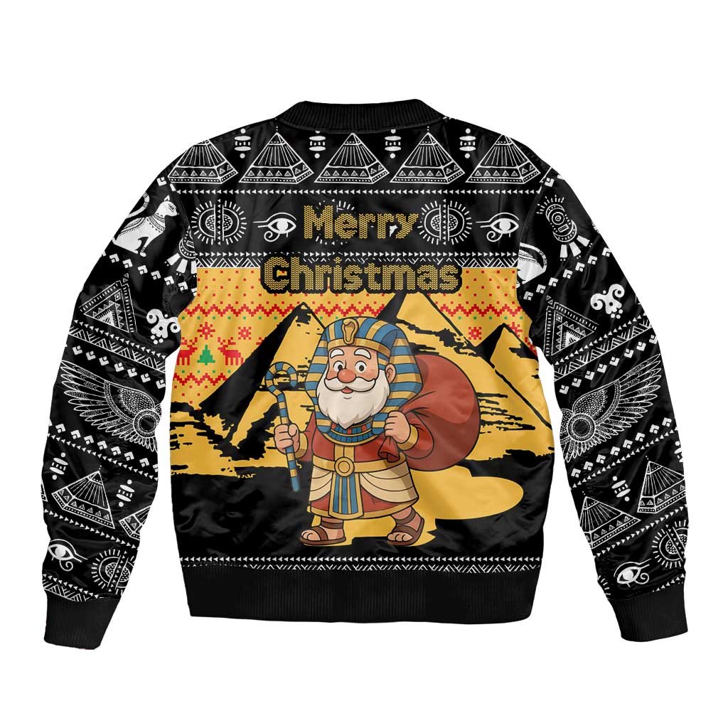 Egypt Christmas Bomber Jacket with Pharaoh Santa Pyramids Eye of Horus and Ancient Egyptian - Wonder Print Shop