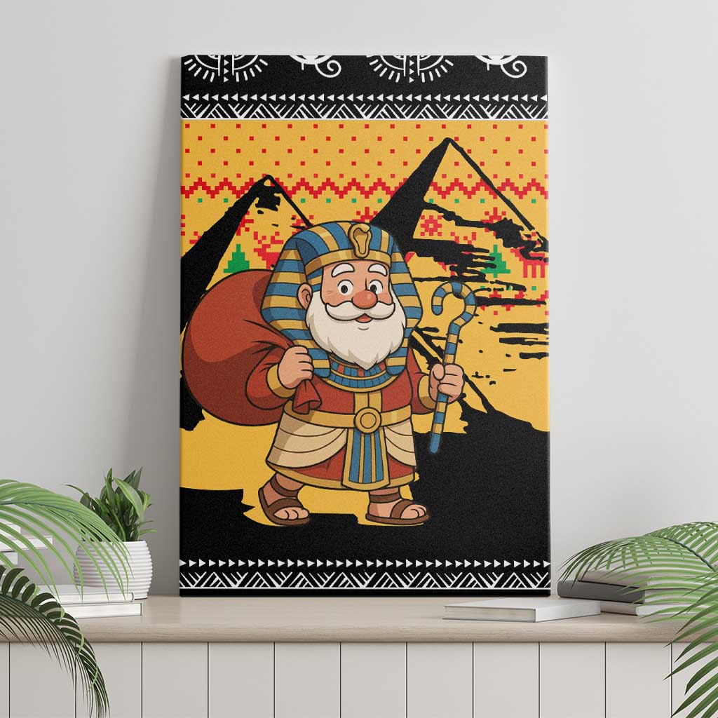 Egypt Christmas Canvas Wall Art with Pharaoh Santa Pyramids Eye of Horus and Ancient Egyptian - Wonder Print Shop