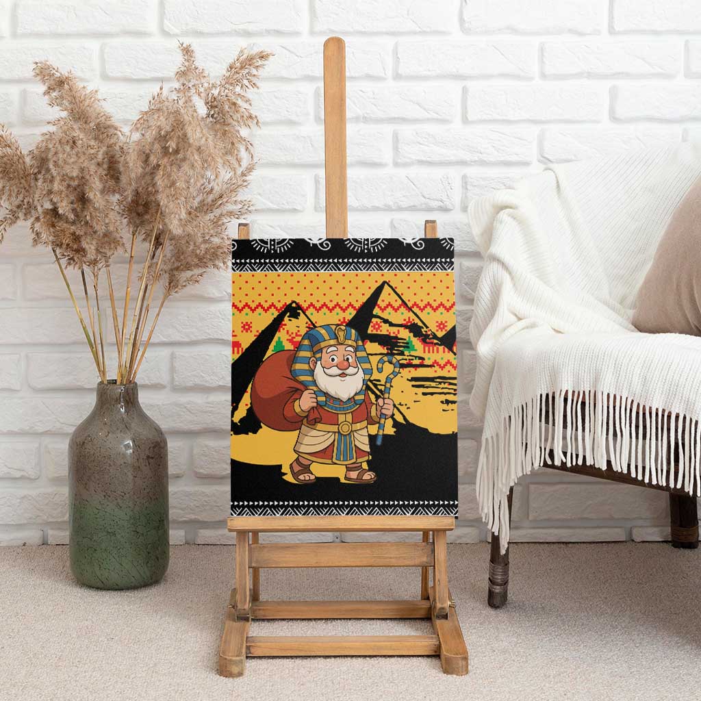 Egypt Christmas Canvas Wall Art with Pharaoh Santa Pyramids Eye of Horus and Ancient Egyptian - Wonder Print Shop