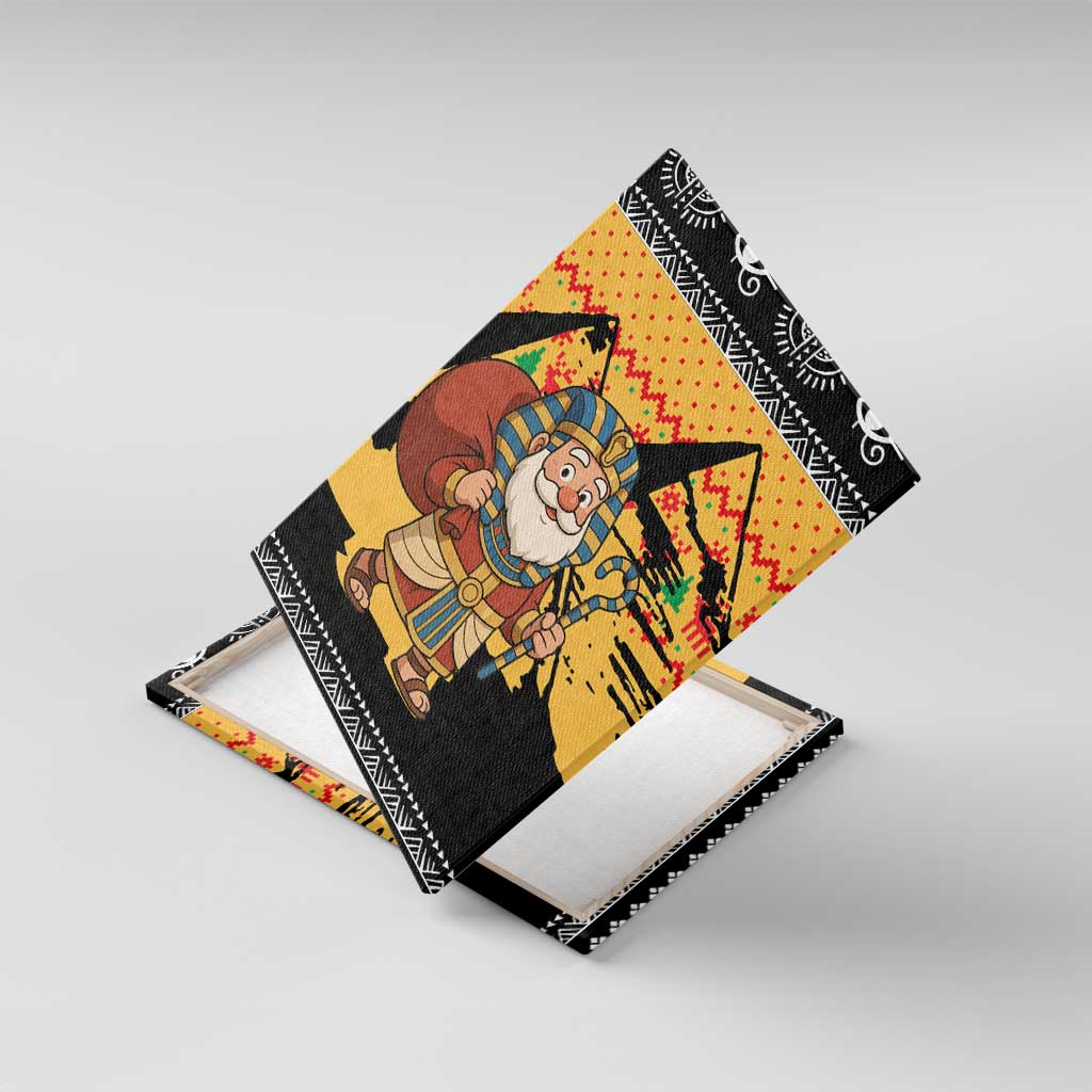 Egypt Christmas Canvas Wall Art with Pharaoh Santa Pyramids Eye of Horus and Ancient Egyptian - Wonder Print Shop