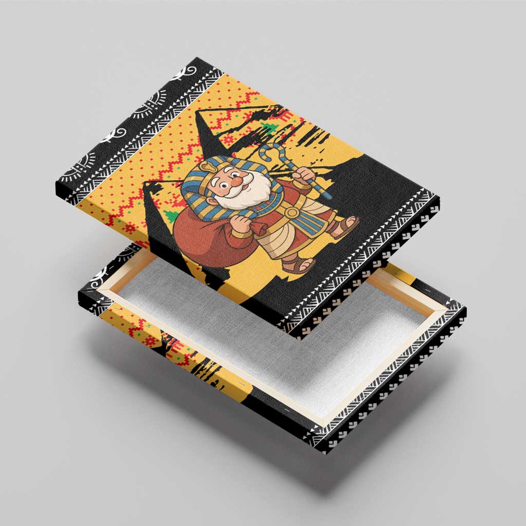 Egypt Christmas Canvas Wall Art with Pharaoh Santa Pyramids Eye of Horus and Ancient Egyptian - Wonder Print Shop