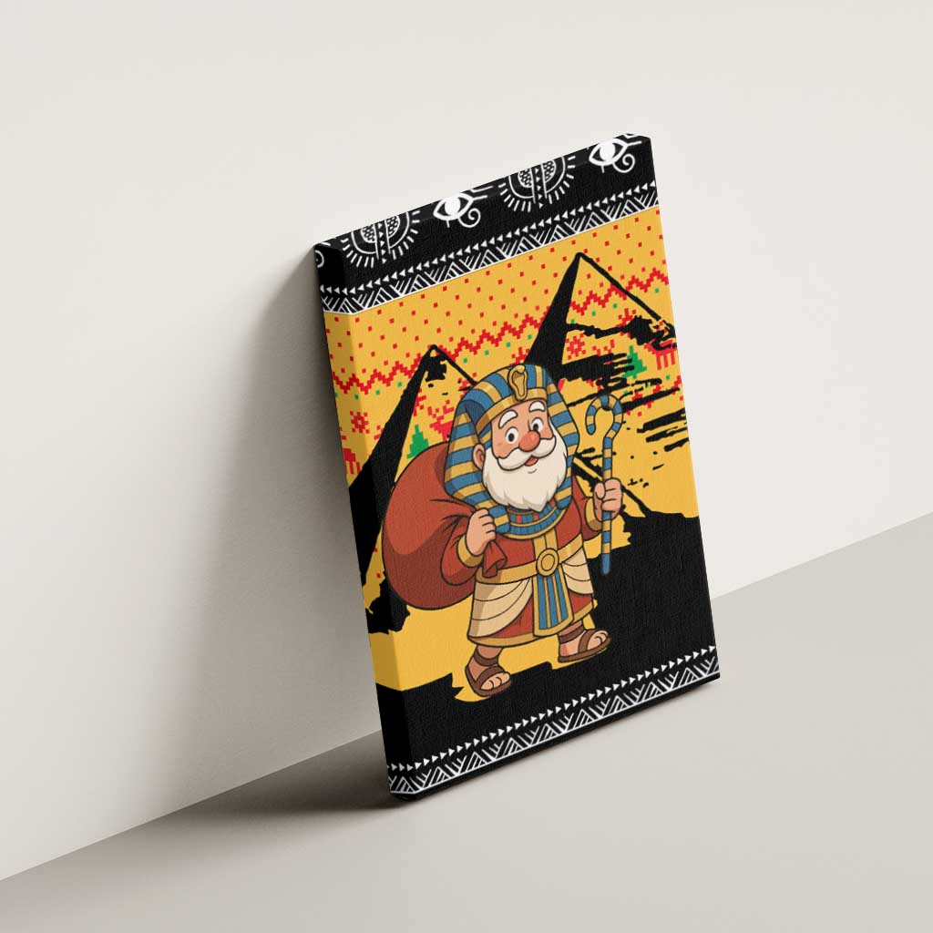 Egypt Christmas Canvas Wall Art with Pharaoh Santa Pyramids Eye of Horus and Ancient Egyptian - Wonder Print Shop