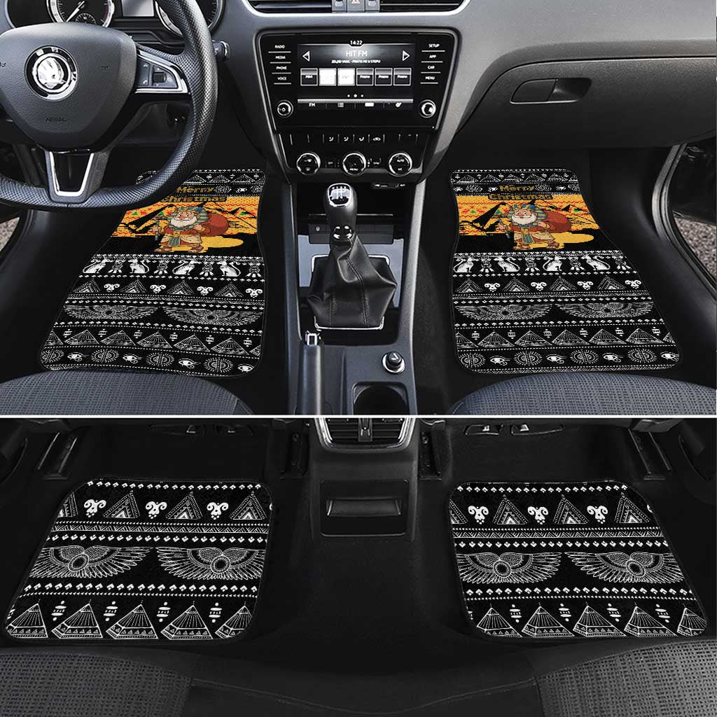 Egypt Christmas Car Mats with Pharaoh Santa Pyramids Eye of Horus and Ancient Egyptian - Wonder Print Shop