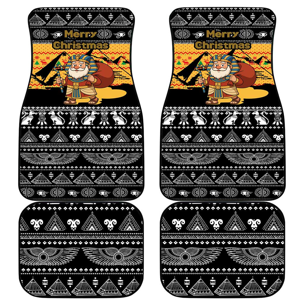 Egypt Christmas Car Mats with Pharaoh Santa Pyramids Eye of Horus and Ancient Egyptian - Wonder Print Shop
