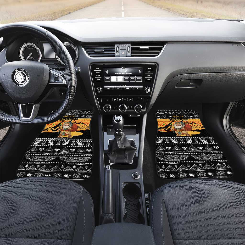 Egypt Christmas Car Mats with Pharaoh Santa Pyramids Eye of Horus and Ancient Egyptian - Wonder Print Shop