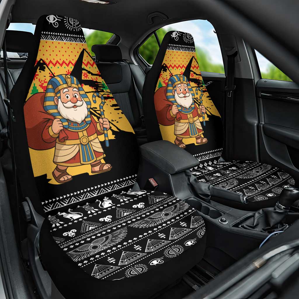 Egypt Christmas Car Seat Cover with Pharaoh Santa Pyramids Eye of Horus and Ancient Egyptian - Wonder Print Shop