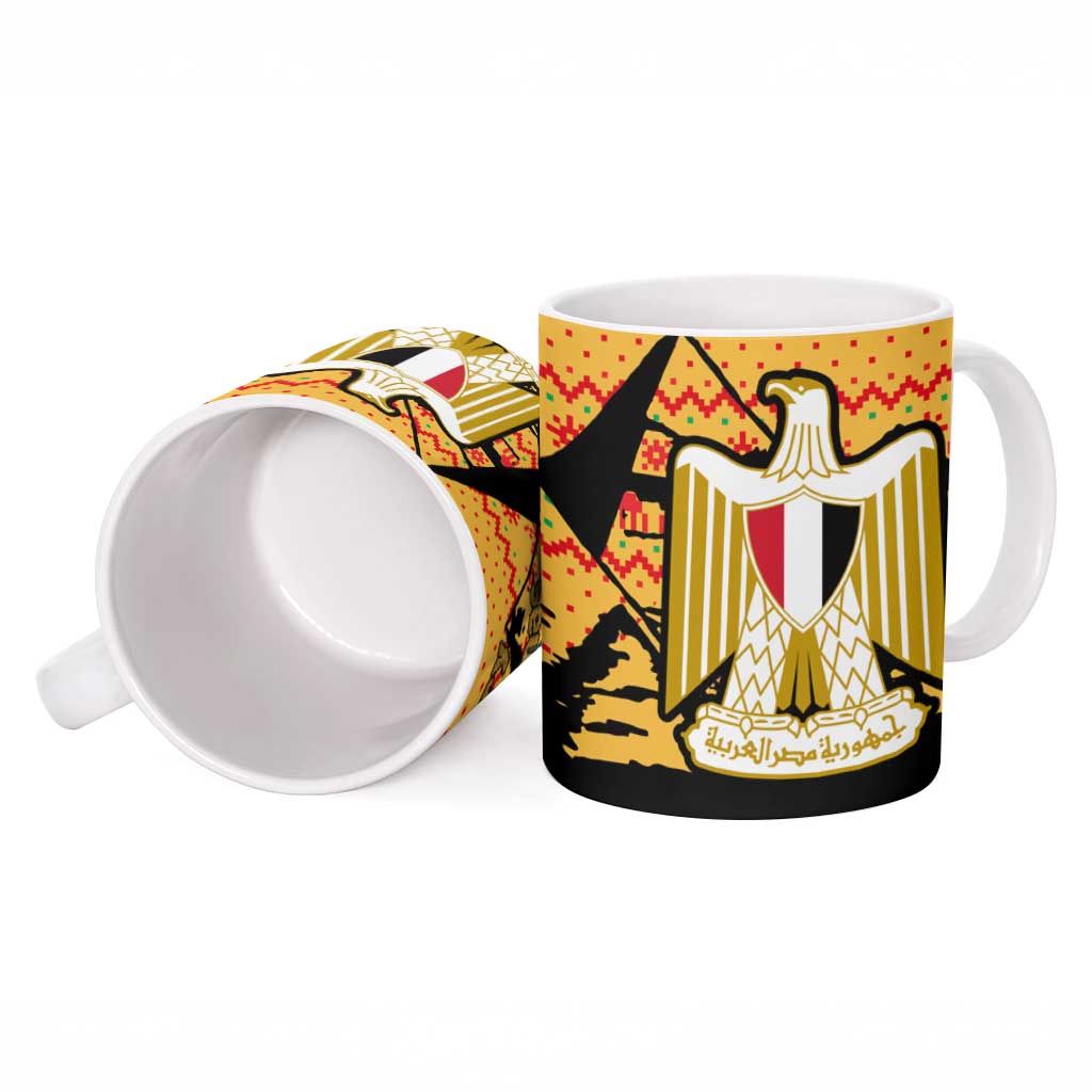 Egypt Christmas Ceramic Mug with Pharaoh Santa Pyramids Eye of Horus and Ancient Egyptian - Wonder Print Shop