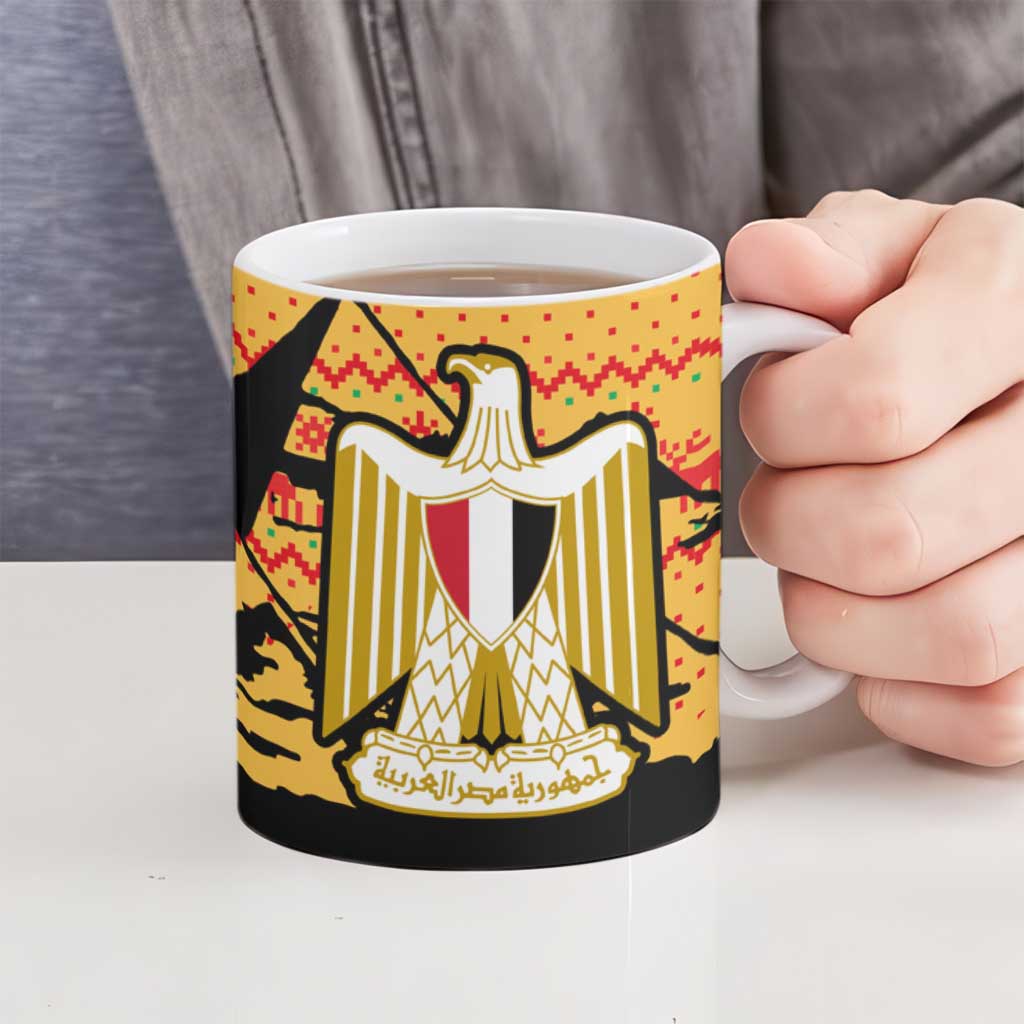 Egypt Christmas Ceramic Mug with Pharaoh Santa Pyramids Eye of Horus and Ancient Egyptian - Wonder Print Shop