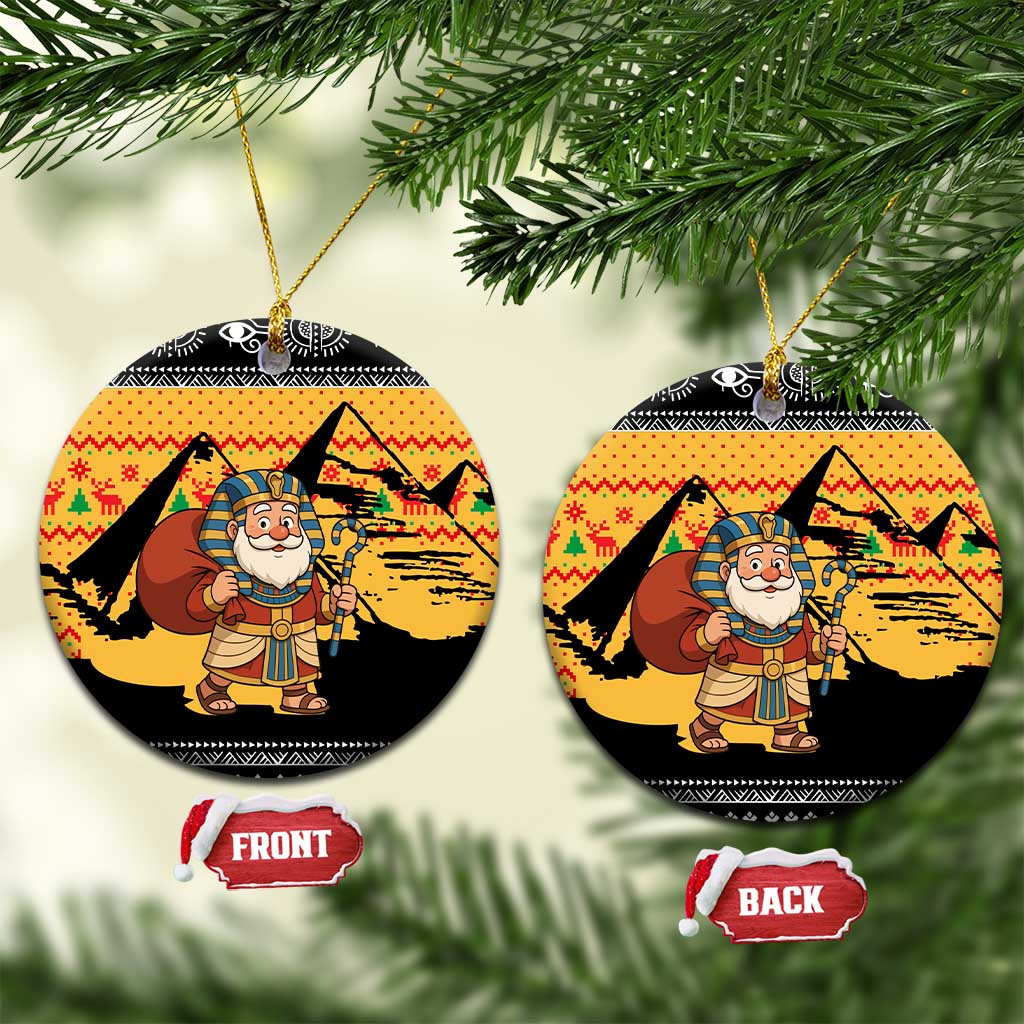 Egypt Christmas Ceramic Ornament with Pharaoh Santa Pyramids Eye of Horus and Ancient Egyptian - Wonder Print Shop