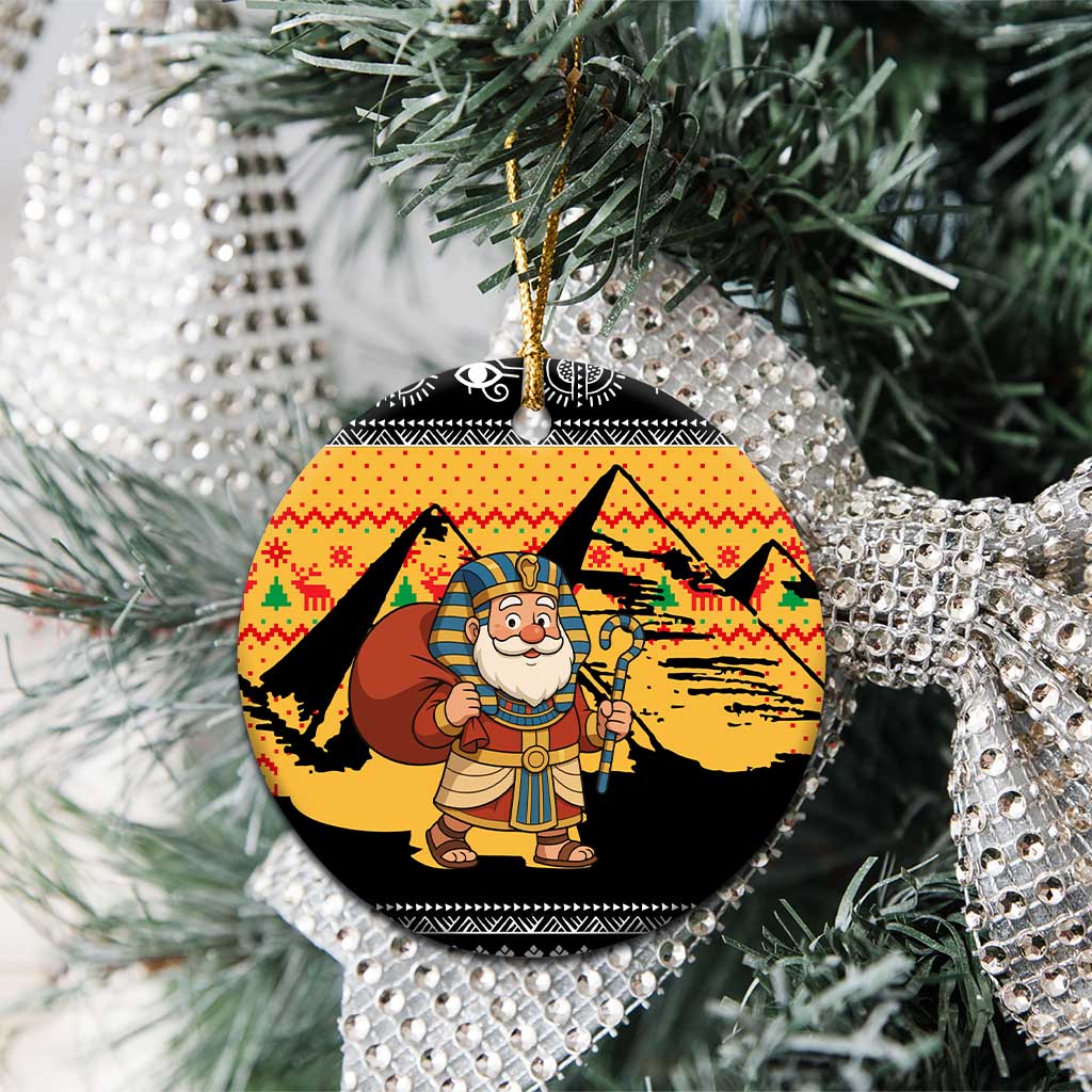 Egypt Christmas Ceramic Ornament with Pharaoh Santa Pyramids Eye of Horus and Ancient Egyptian - Wonder Print Shop