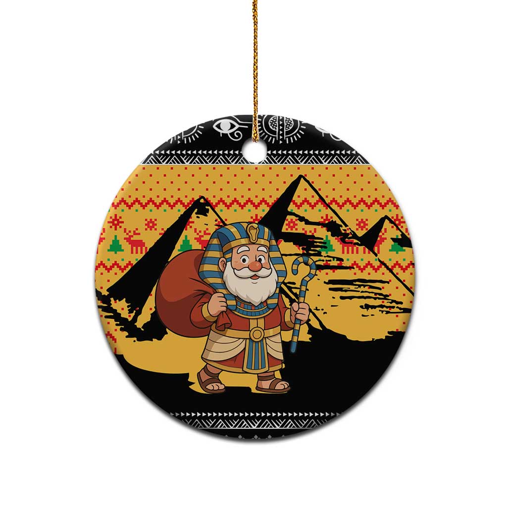 Egypt Christmas Ceramic Ornament with Pharaoh Santa Pyramids Eye of Horus and Ancient Egyptian - Wonder Print Shop