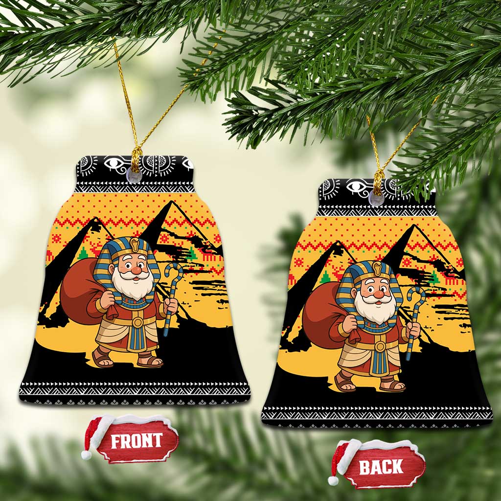 Egypt Christmas Ceramic Ornament with Pharaoh Santa Pyramids Eye of Horus and Ancient Egyptian - Wonder Print Shop